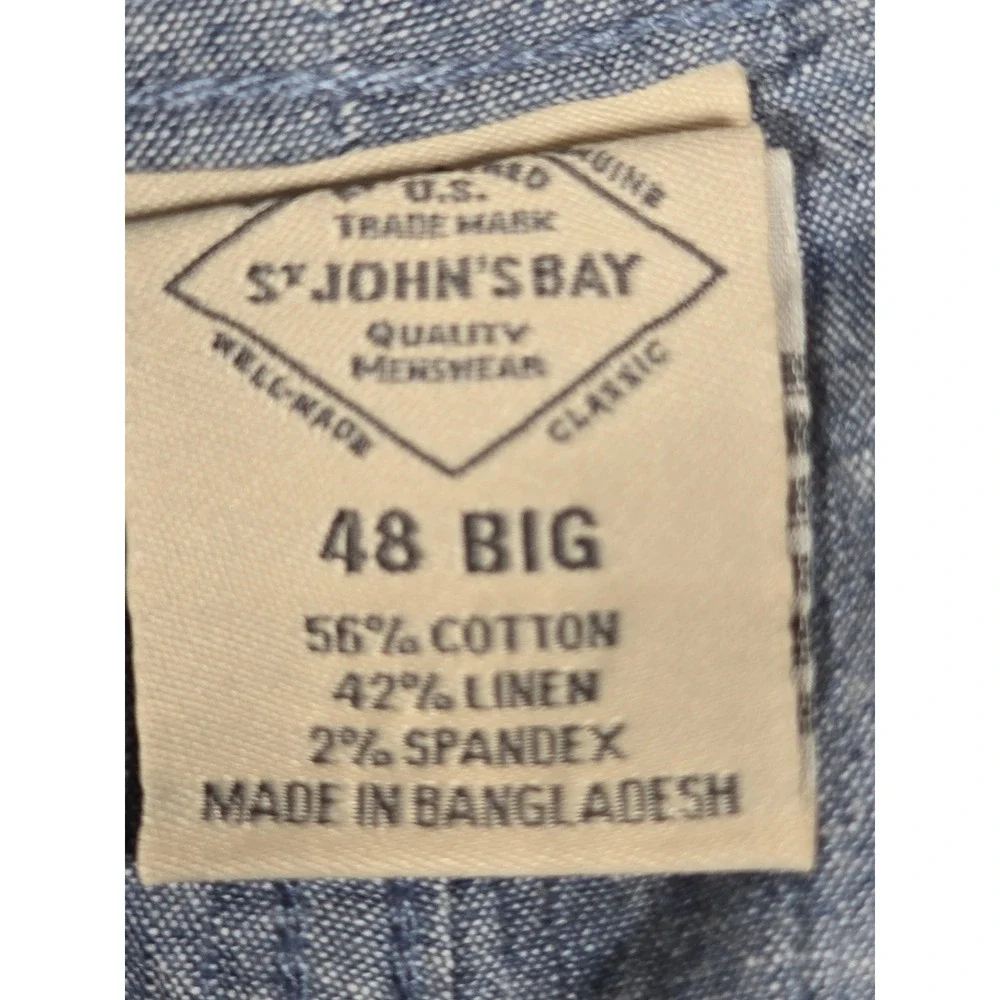 St Johns Bay Mens 48 Big Navy Linen‎ Blend Flat Front Shorts 10 Inch Inseam New